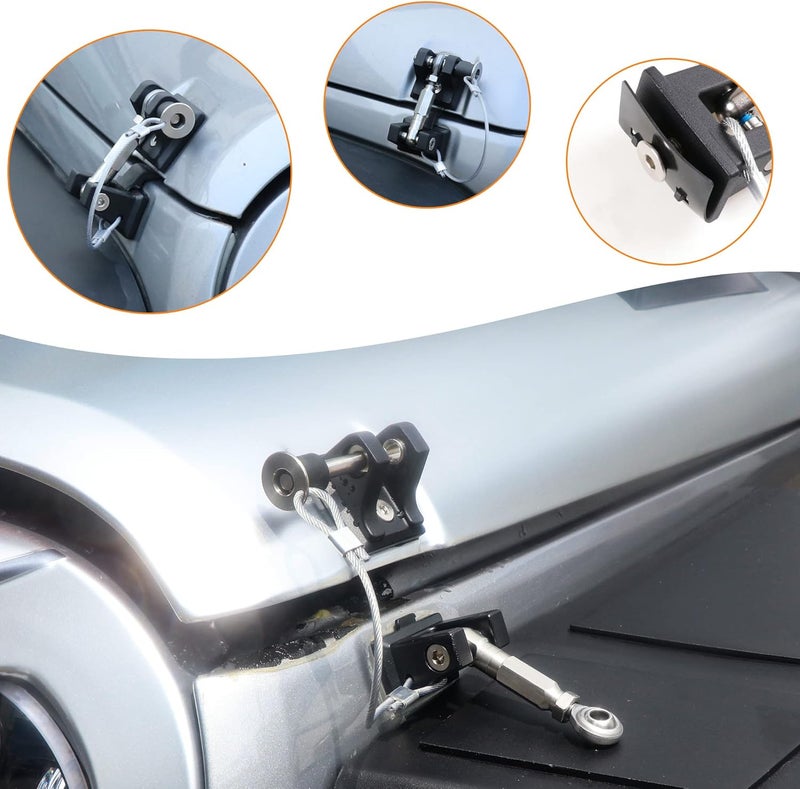 RERPRO Aluminum Hood Latches Lock for 2007-2018 Jeep Wrangler JK JKU Hood Latch Safety Catch Locking Kit Replacement, Eliminate Hoods Flutter, 1 Pair Black with 2 Keys - Image 5